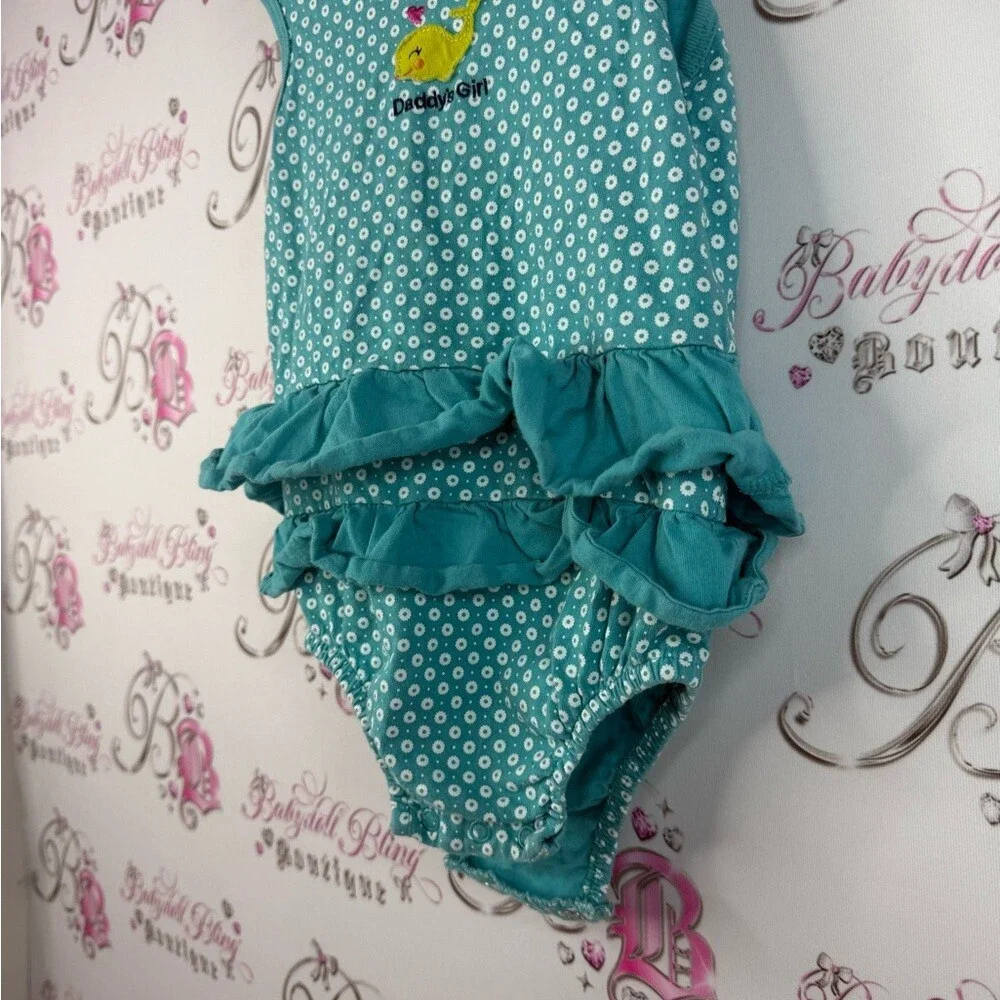 Carter's one piece daddy’s girl whale polka dot Aqua Polka Dot Bodysuit ruffle